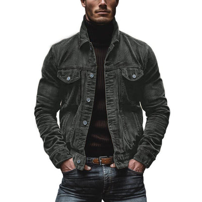 Herren Lederjacke Einreiher Vintage Style