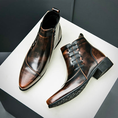 Herren Lederstiefel Elegante Schwarz Lederschuhe