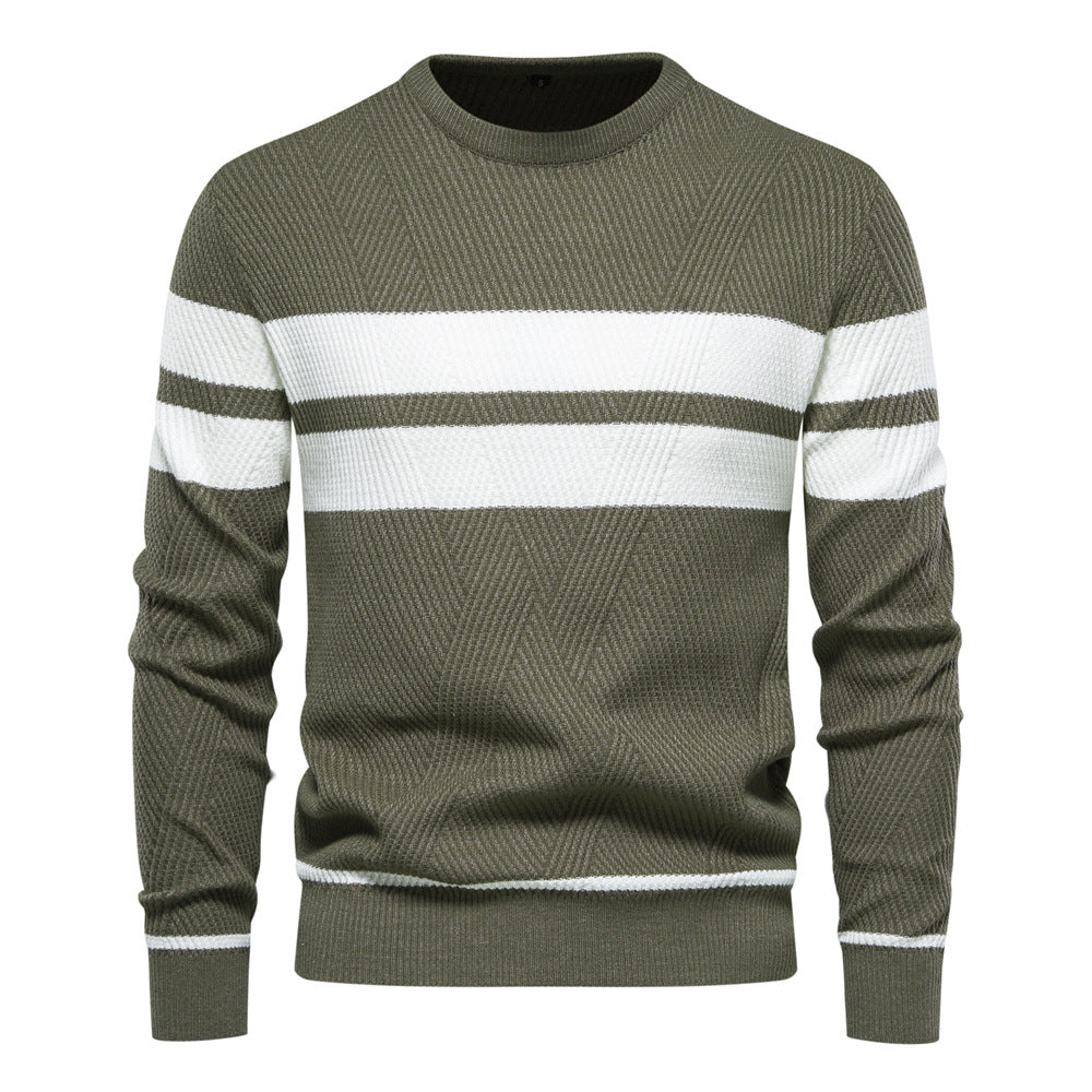 Herren Pullover Streifen Rundhals Klassisch