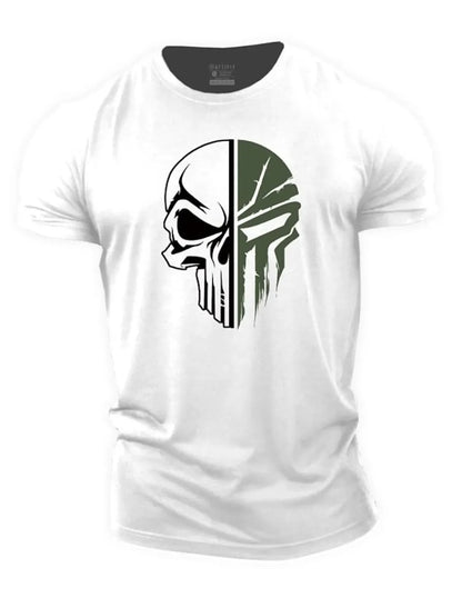 Herren T-Shirt Totenkopf Militär Style Schwarz