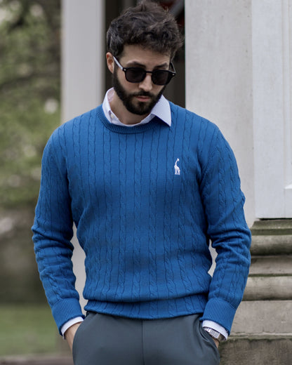 Herren Strickpullover Zopfmuster Baumwolle Bequem