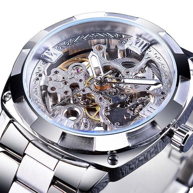 Herrenuhr Elegante Edelstahl Transparent