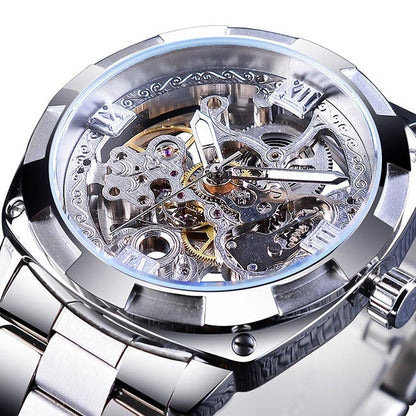 Herrenuhr Elegante Edelstahl Transparent