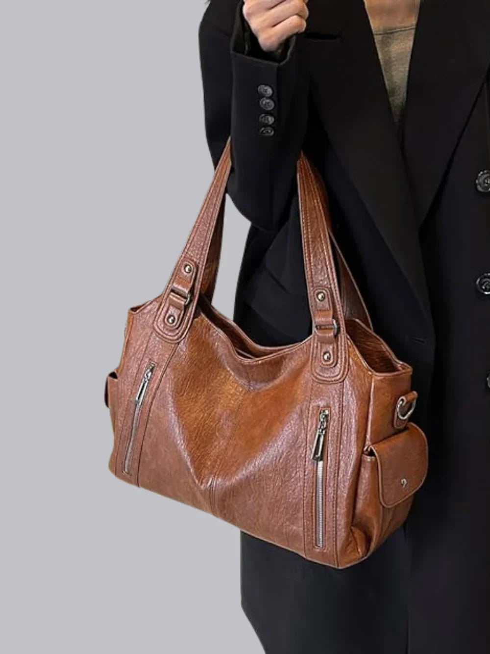 Hellbraune Dakota Tasche mit strukturierter Oberfläche