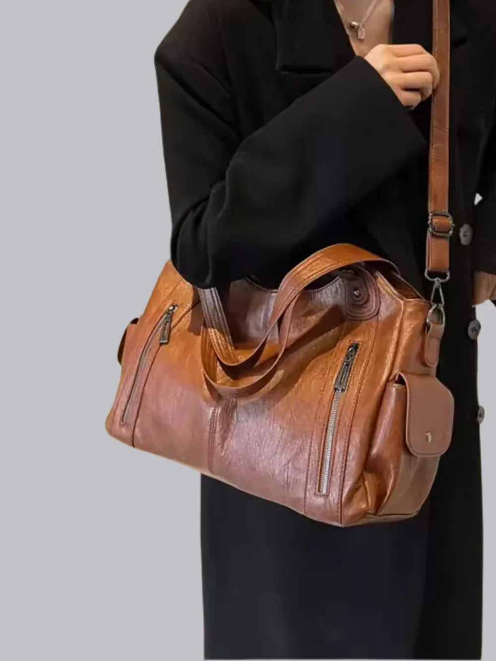 Hellbraune Dakota Tasche mit strukturierter Oberfläche