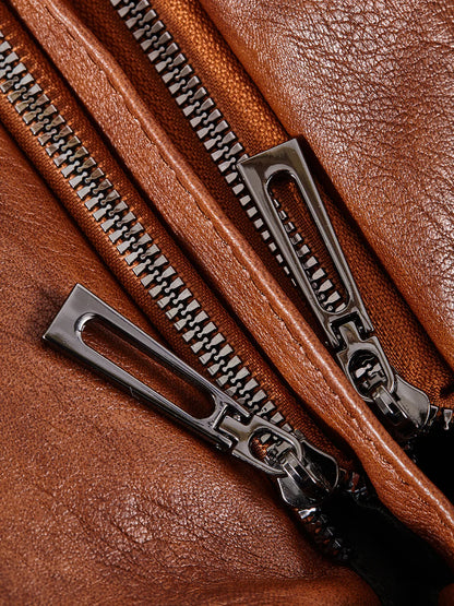 Vegane Schultertasche Lederoptik Metallbeschlag Praktisch