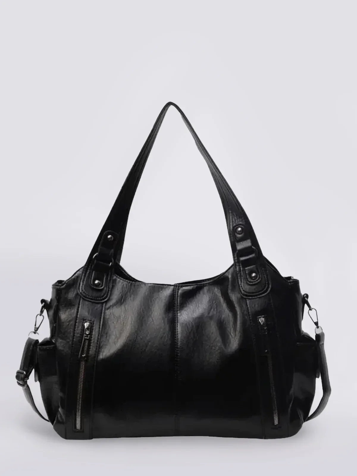 Schwarze Dakota Schultertasche aus veganem Leder
