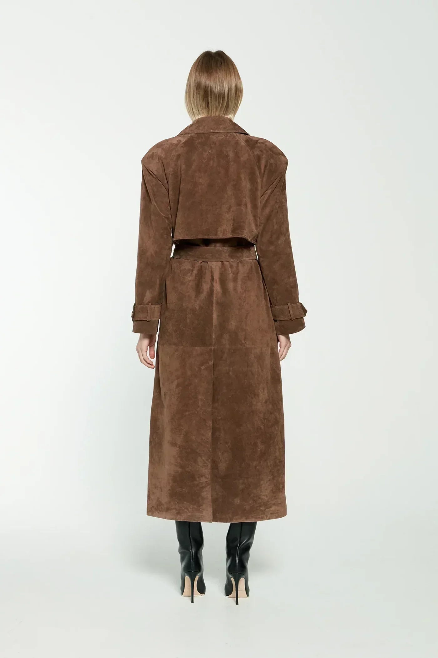Leder-Trenchcoat Damen Wildleder Lang