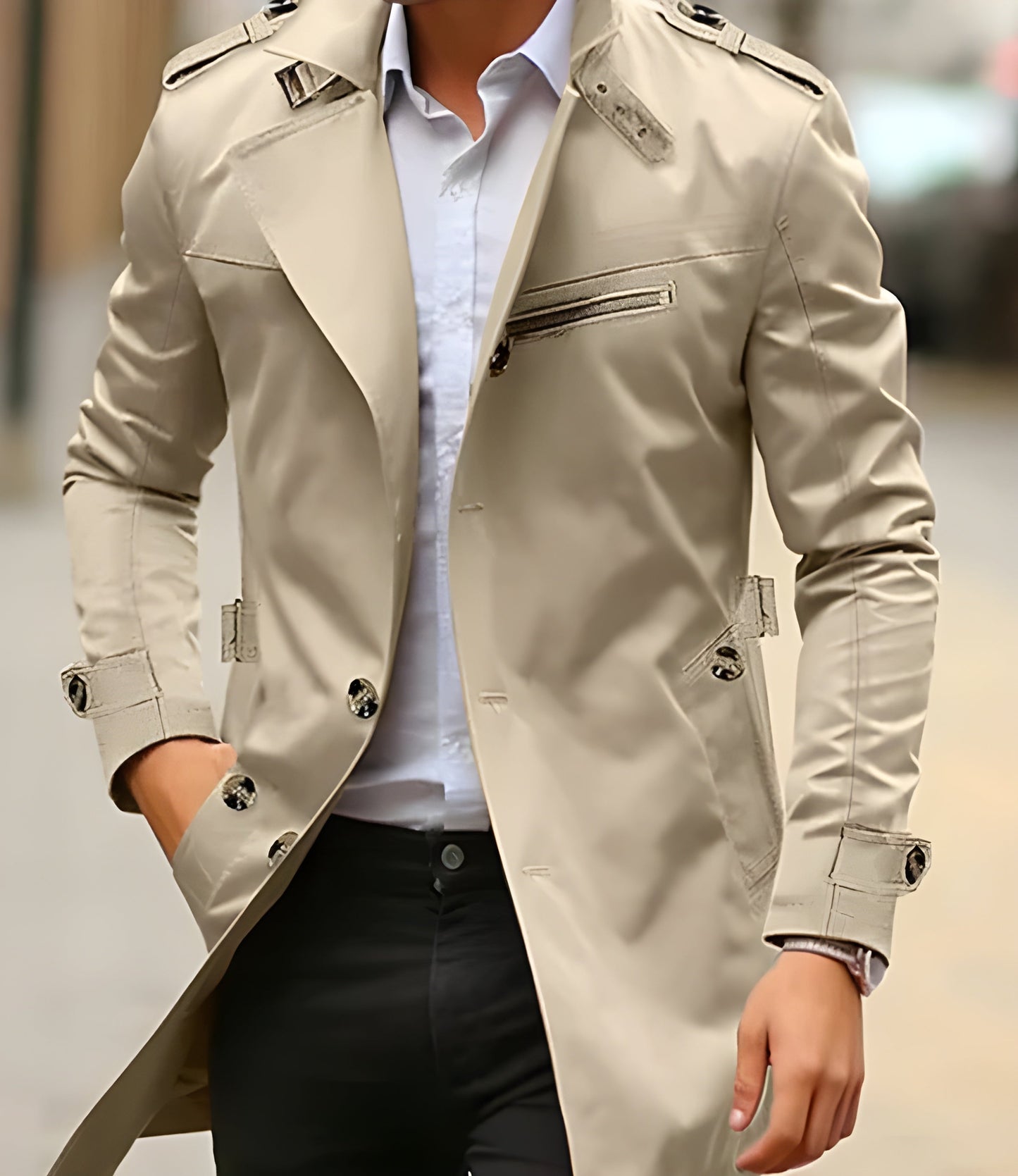 Stilvoller Trenchcoat Männer Modern Schnitt