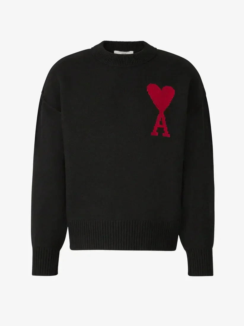 Luxuriöser Pullover Herzmuster Rundhals Langarm
