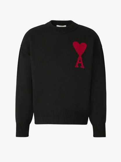 Luxuriöser Pullover Herzmuster Rundhals Langarm