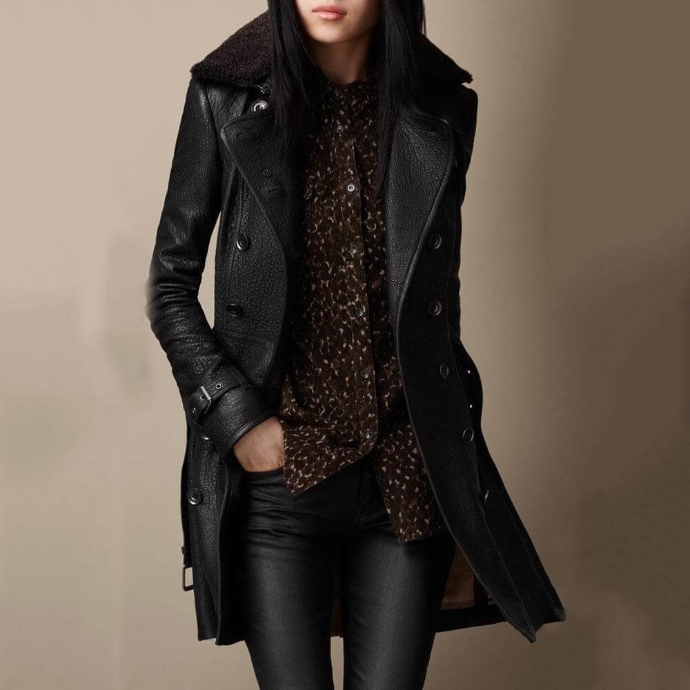 Damen Trenchcoat Lang Doppelreihig Elegante Damenmantel - BerlinGlamour