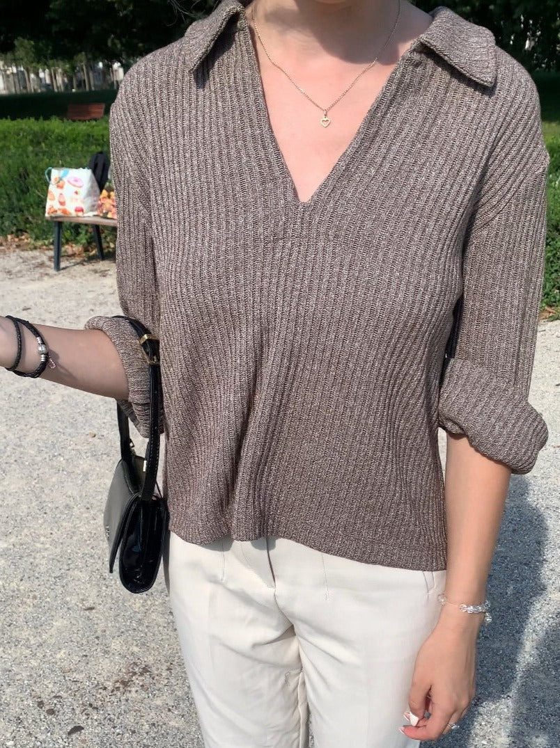 Gerippter Pullover mit Kragen für Herren