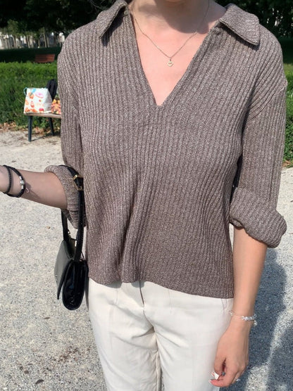 Gerippter Pullover mit Kragen für Herren