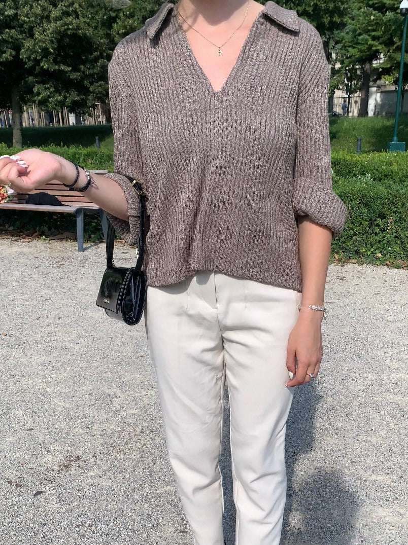 Gerippter Pullover mit Kragen für Herren