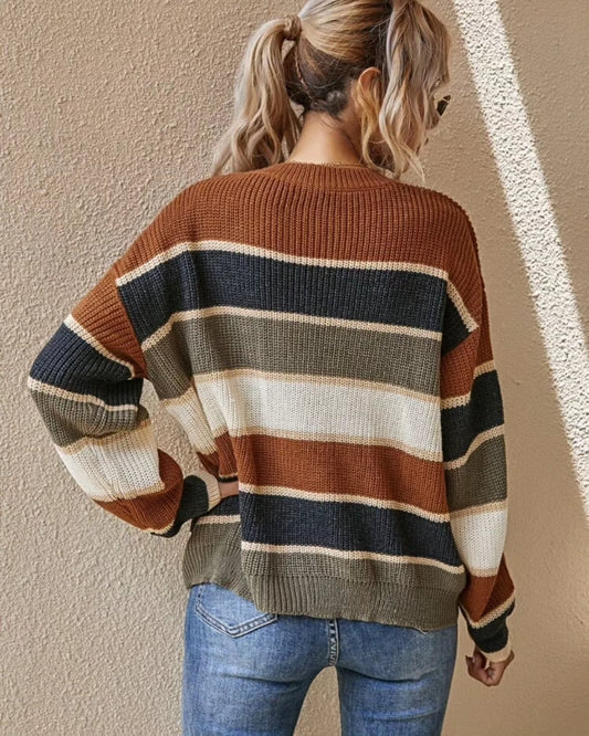 Weicher Oversize Pullover Gestreift Groß