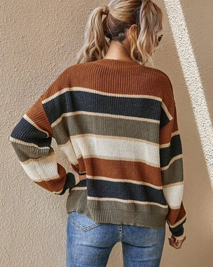 Weicher Oversize Pullover Gestreift Groß