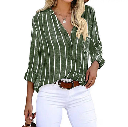 Damen Bluse Sommer Leicht Gestreift Lässig