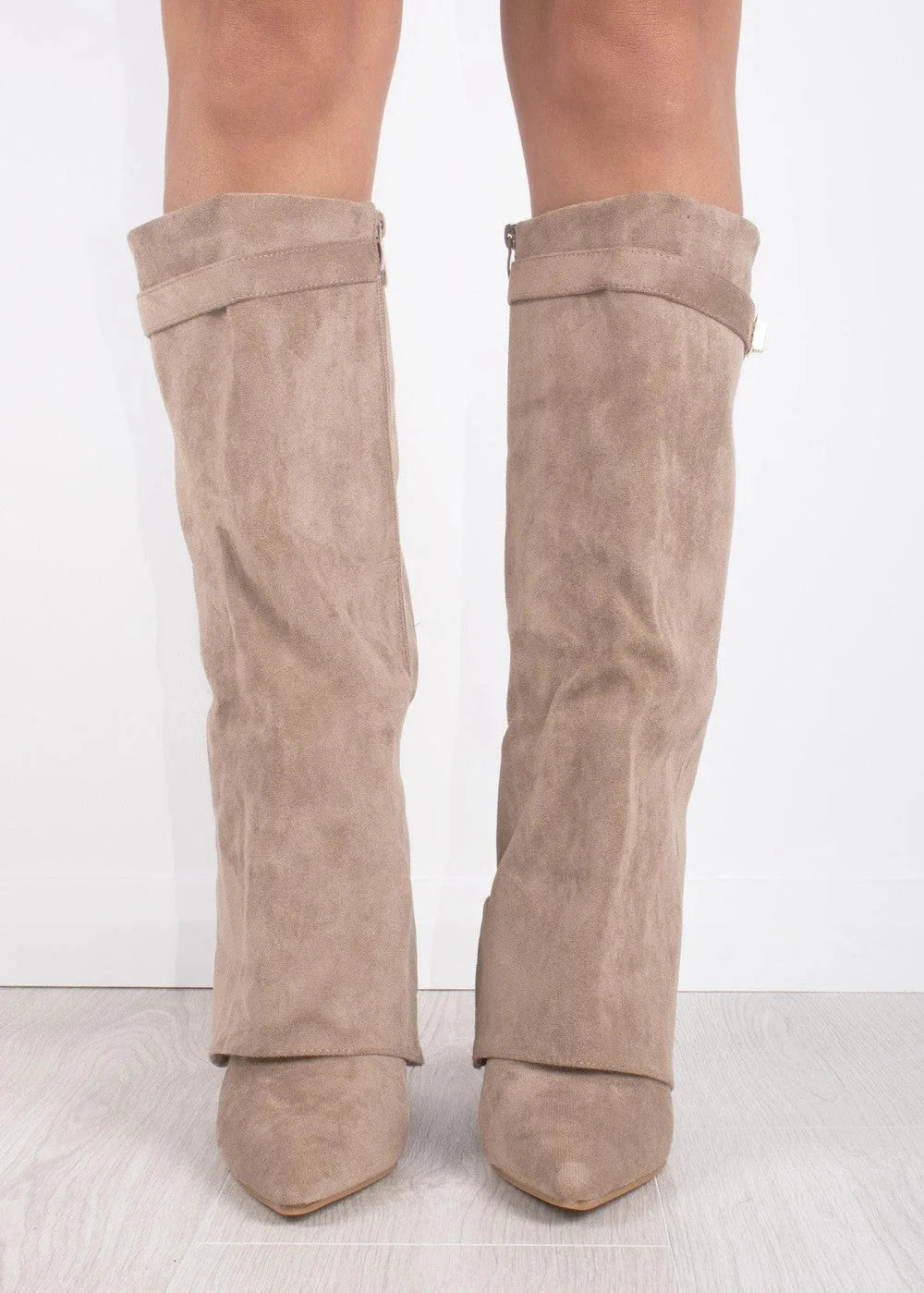 Kniehohe Stiefel Damen Spitz Zeh Gerader Schaft