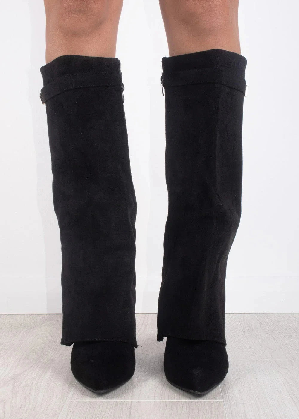 Kniehohe Stiefel Damen Spitz Zeh Gerader Schaft