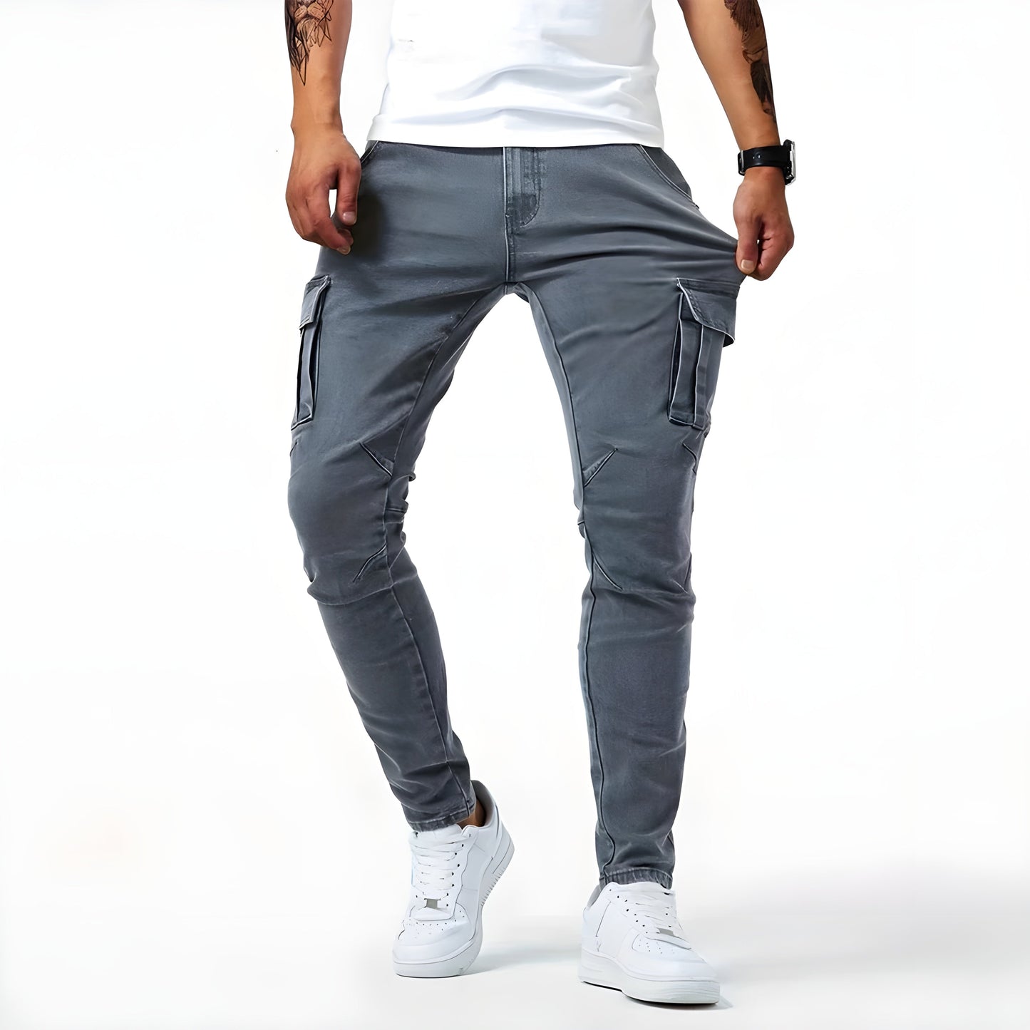 Herren Cargohose Slim Fit mit vielen Taschen