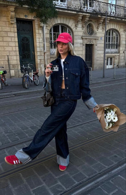 Damen Frühjahrssatz mit Cropped-Jacke und Hose - BerlinGlamour