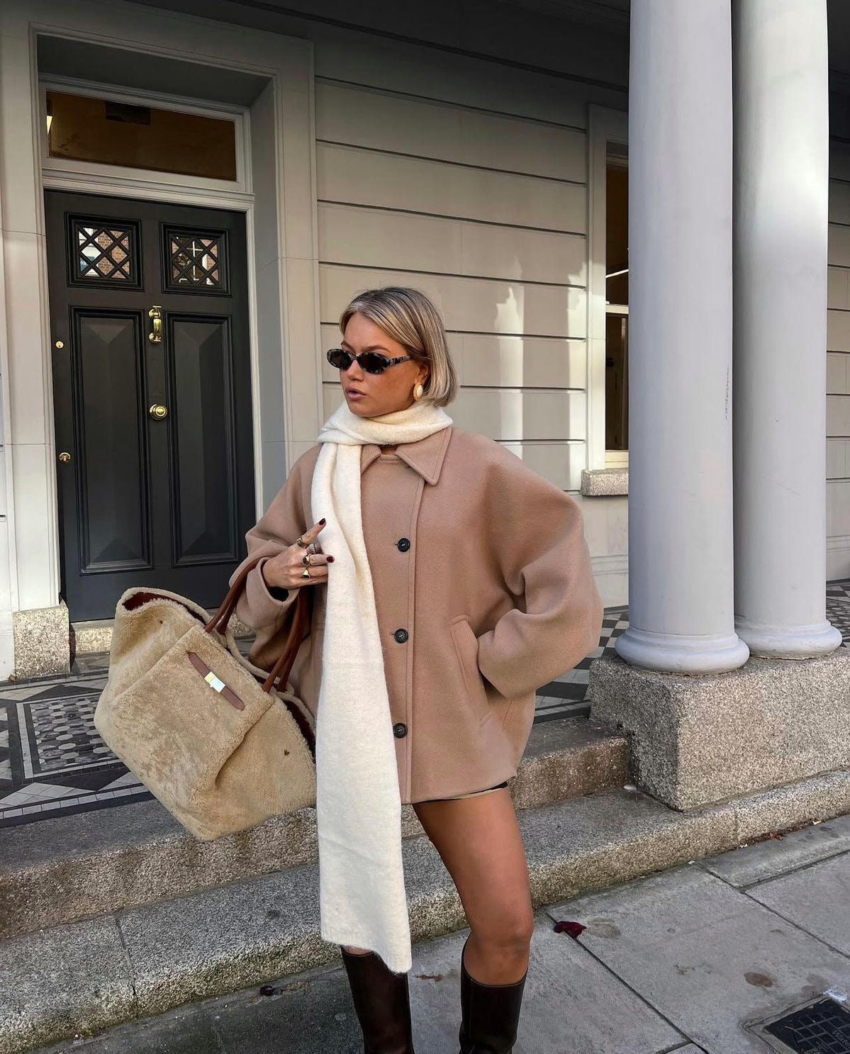 Damen Wintermantel Oversized Geschnürt Warm