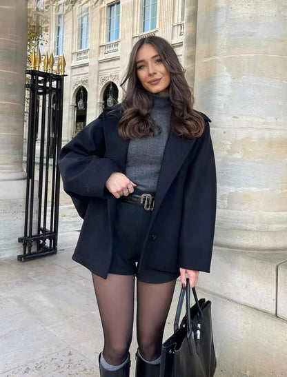 Damen Wintermantel Oversized Geschnürt Warm