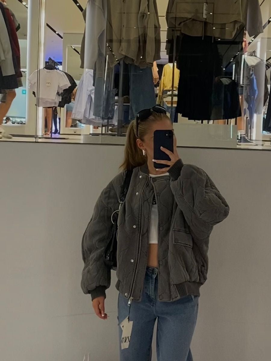 Gesteppte Damenjacke Oversized Quilted Bomber