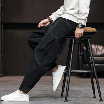 Herren Samthose Bequem Weite Bein Relaxed Fit