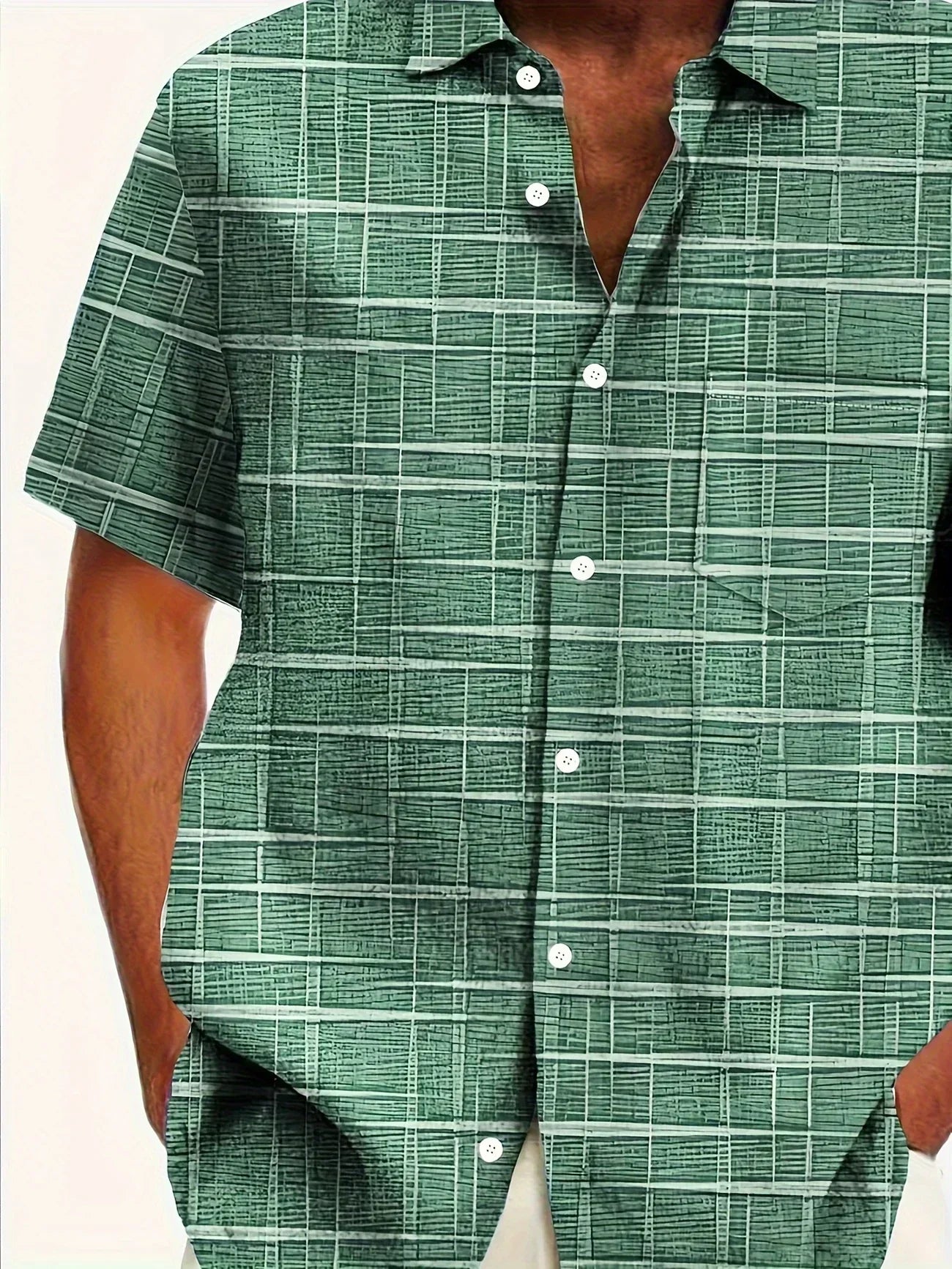 Herren Kurzarmhemd Kariert Büroshirt Modern