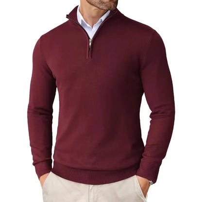 Herren Strickpullover Weich Reißverschluss Baumwolle