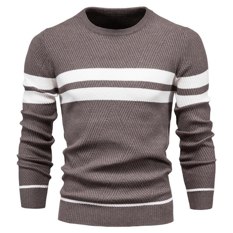 Herren Pullover Streifen Rundhals Klassisch