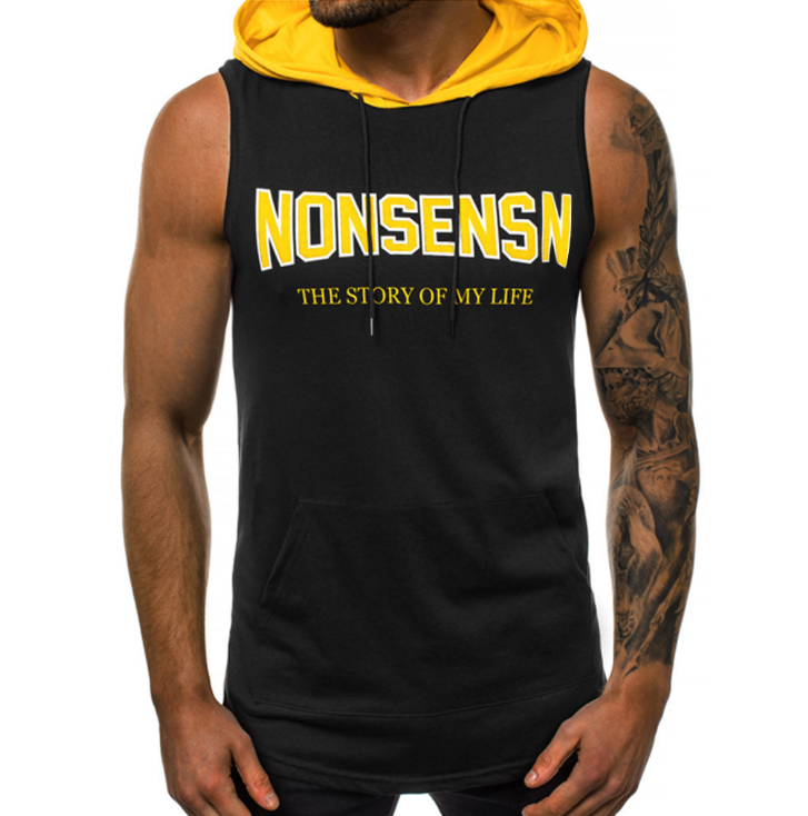Herren Tanktop Sport Kapuzen-Shirt Ärmellos
