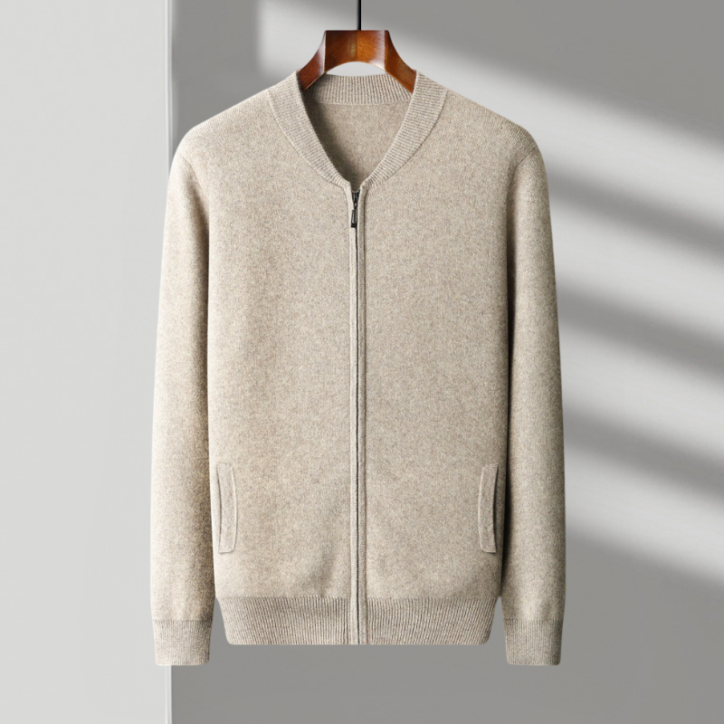 Herren Strickjacke Woll Warm Reißverschluss Hochwertig