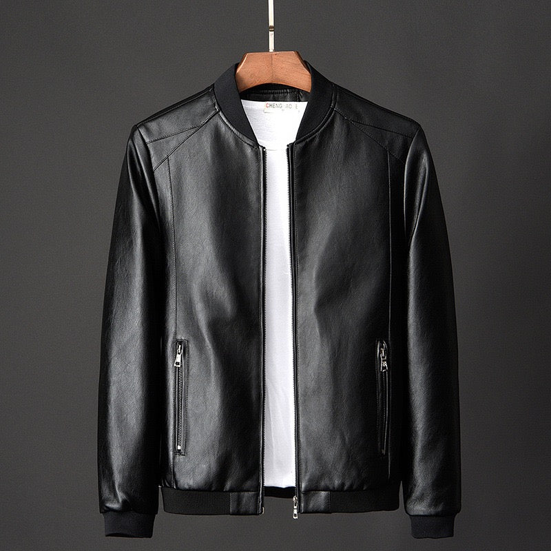 Lederjacke Herren Modern Lederschutzjacke Schwarz