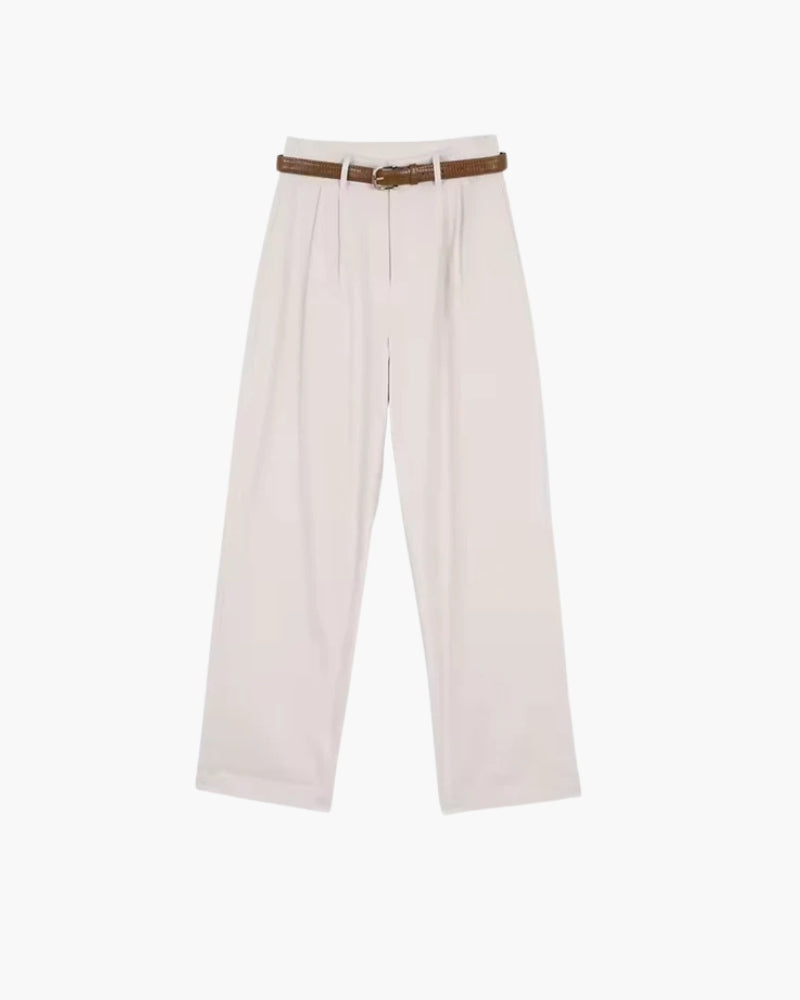 Hohe Baggy-Hosen mit Gürtel Damen Plissiert - BerlinGlamour
