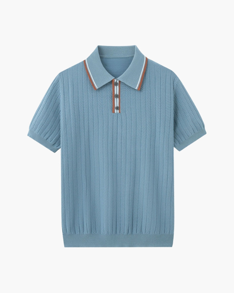 Sommer Poloshirt Strick Kontrastkragen Modern
