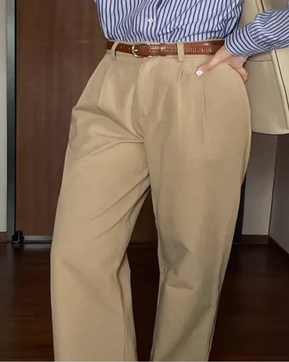 Hohe Baggy-Hosen mit Gürtel Damen Plissiert