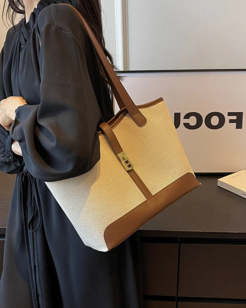 Schultertasche Leder Elegante Damenhandtasche Mit Drehverschluss