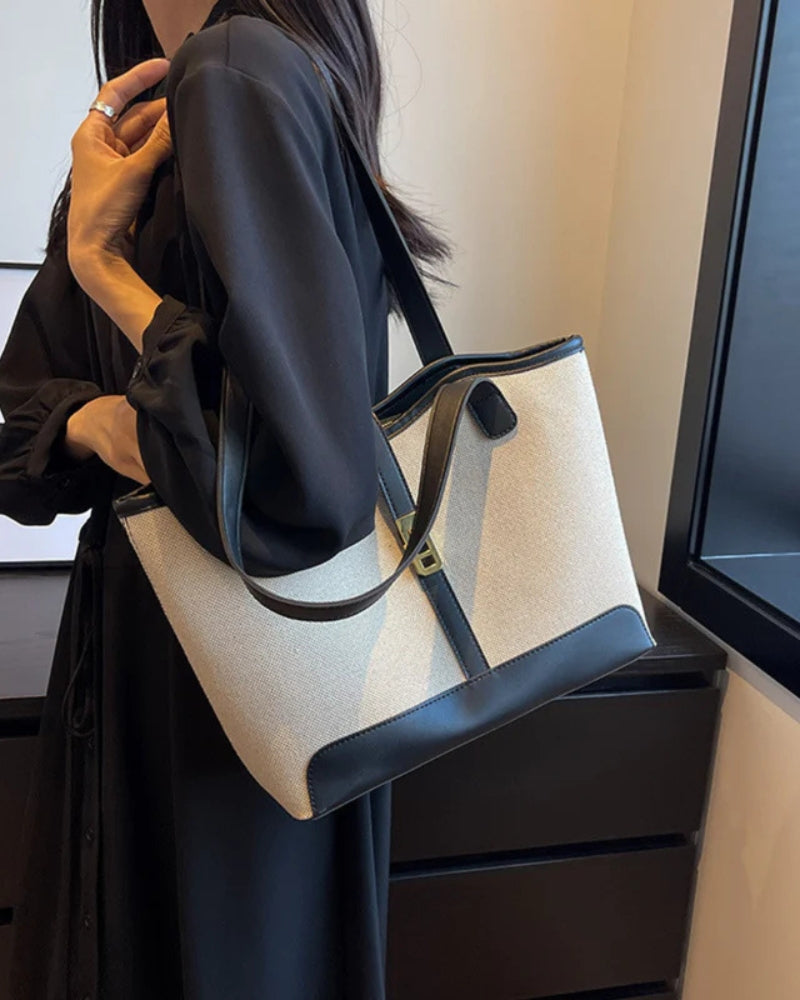 Schultertasche Leder Elegante Damenhandtasche Mit Drehverschluss