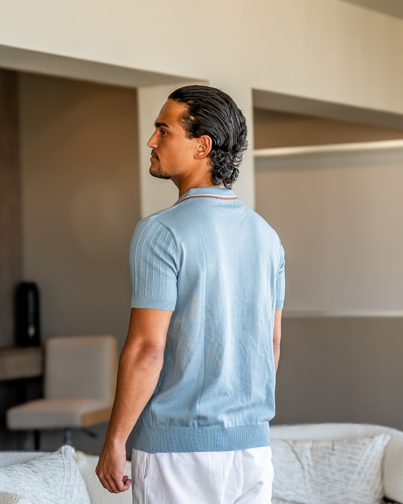 Sommer Poloshirt Strick Kontrastkragen Modern