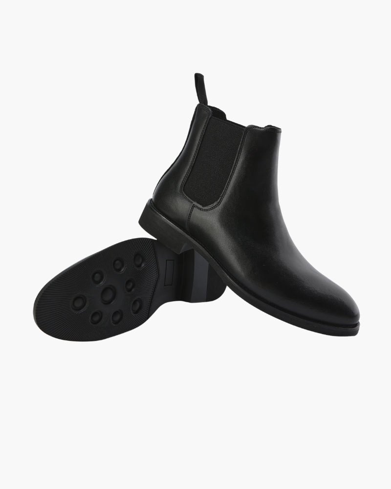 Herren Chelsea Boots Leder Schwarz Klassisch