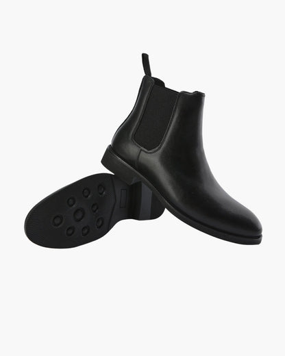 Herren Chelsea Boots Leder Schwarz Klassisch