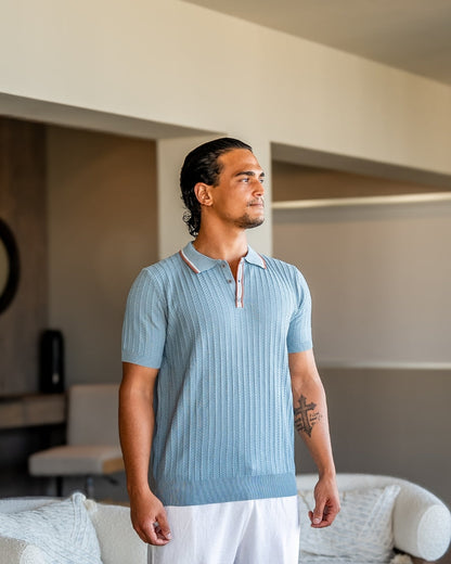 Sommer Poloshirt Strick Kontrastkragen Modern