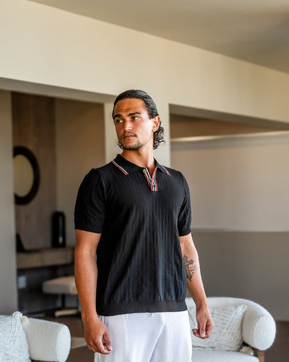 Sommer Poloshirt Strick Kontrastkragen Modern - BerlinGlamour