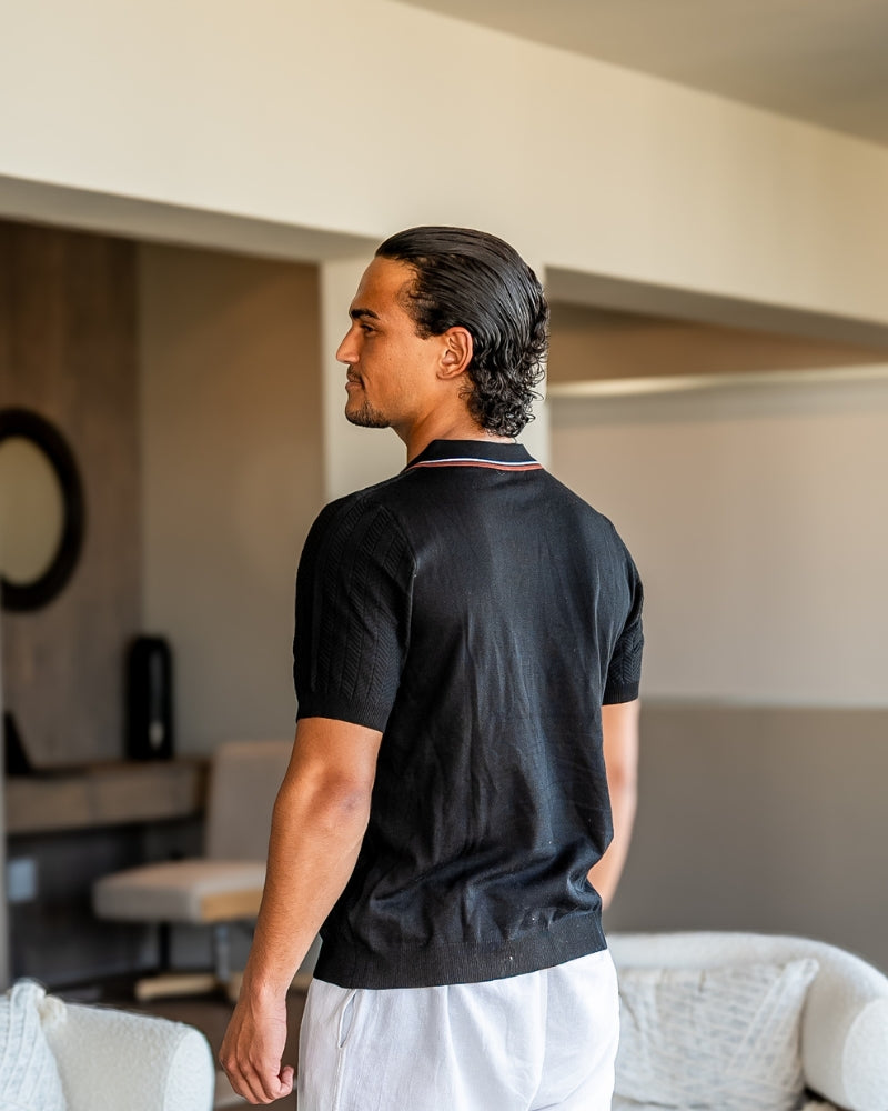 Sommer Poloshirt Strick Kontrastkragen Modern