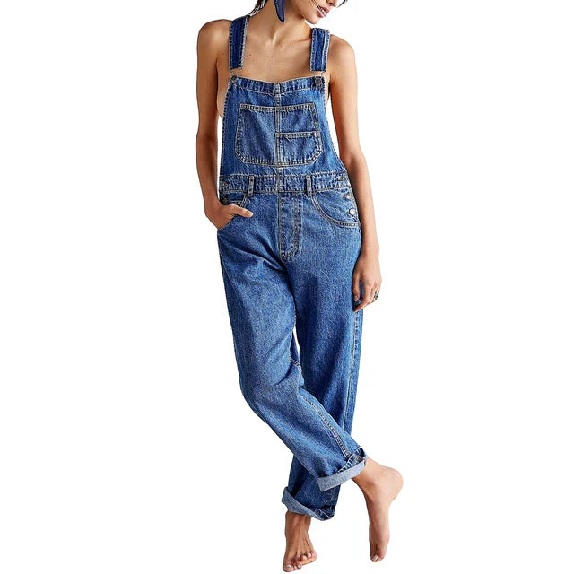 Denim Overall Damen Lässig Passform Trendy