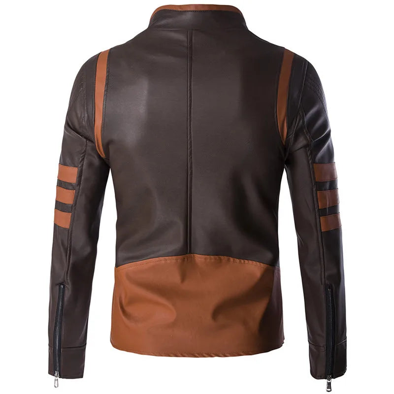 Herren Lederjacke Elegant Einzigartig Schwarzes Leder