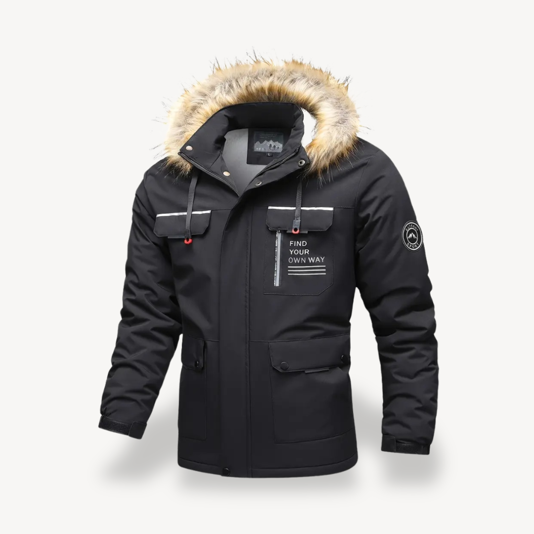 Isolierte Pufferjacke für Herren mit abnehmbarer Kunstpelzkapuze | Loravelle 2
